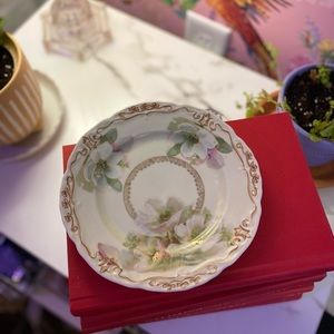 Three Crown China Germany Vintage Hand Painted Side Plate W/ Gold Detail